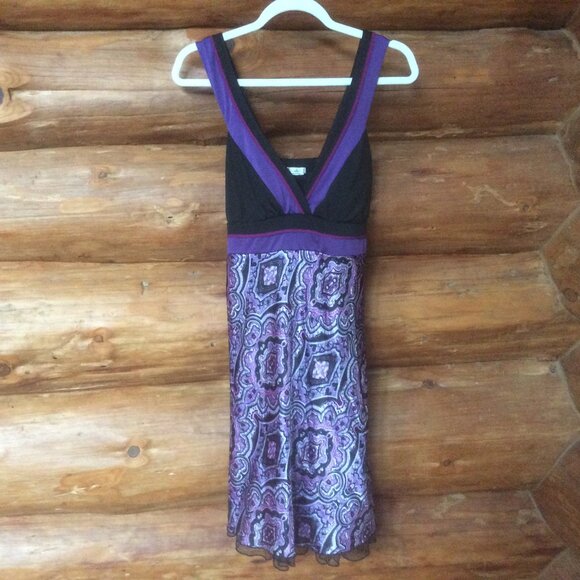Studio Y Purple/Black Paisley Y2K Fairycore Babydoll Satin Dress Size Medium* - Picture 1 of 4